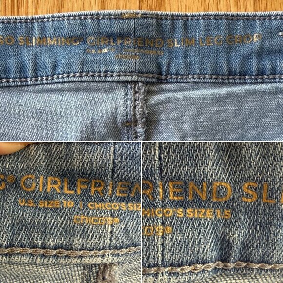 So Slimming Girlfriend Jeans Size 10 Embroidered Slim Leg Crop Light Wash Blue - Picture 5 of 16